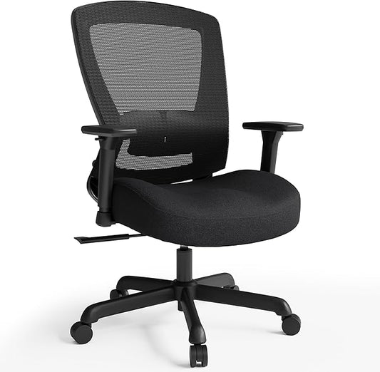 ELABEST T96C Ergonomic Home Office Chair, Mesh Computer Desk Chair with 4D Armrests, Adjustable Lumbar Support,Rolling Swivel Task Chair for Long Hours, Sponge Cushion