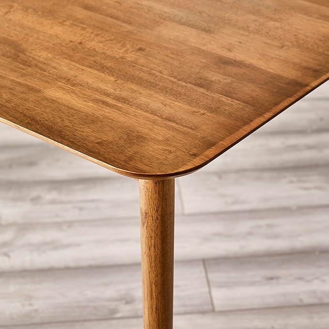 Furniturebox UK Solid Wood Table - Lynton Wooden Dining Table - Modern Take on Traditional Classic Farmhouse Dining Furniture - Retro Solid Rubberwood (6 Seat Table)