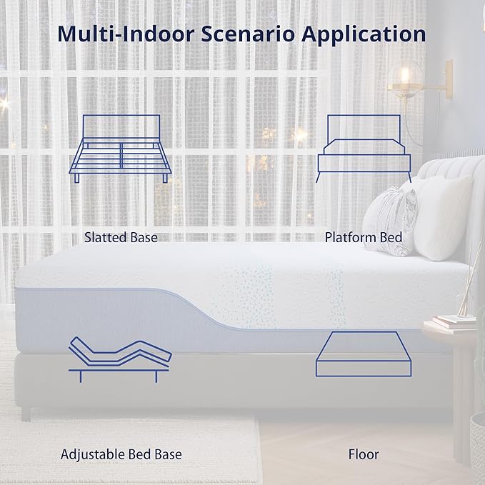 EGOHOME 14 Inch Full Mattress, Gel Memory Foam with Charcoal, Fiberglass Free, CertiPUR-US Certified, Temperature-Regulating, Machine Washable Cover, 75" x 54" x 14", Medium