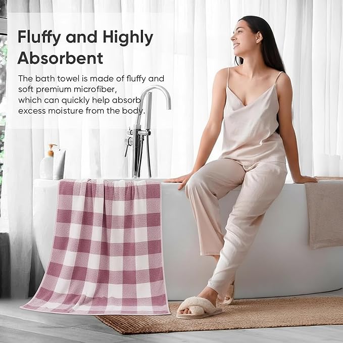 2-Pack Microfiber Bath Towels (27x54 Inches) - Ultra Soft & Quick Dry, 3X Absorbency, Lightweight for Gym, Yoga, Travel & Spa - Perfect for Home, Fitness & Post-Workou