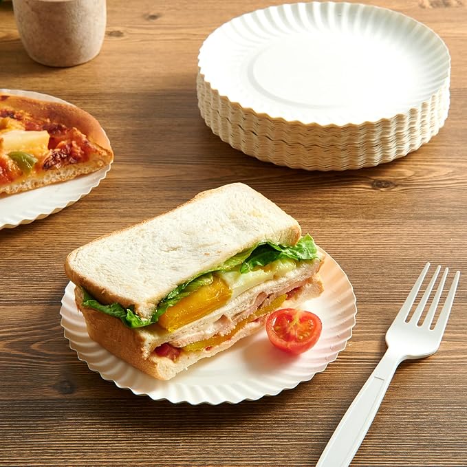 JOLLY PARTY 6 Inch White Paper Plates Uncoated, Everyday Disposable Paper Plates, Light Weight Small Dessert Plates, Round 6" Paper Plate Bulk, 800 Count