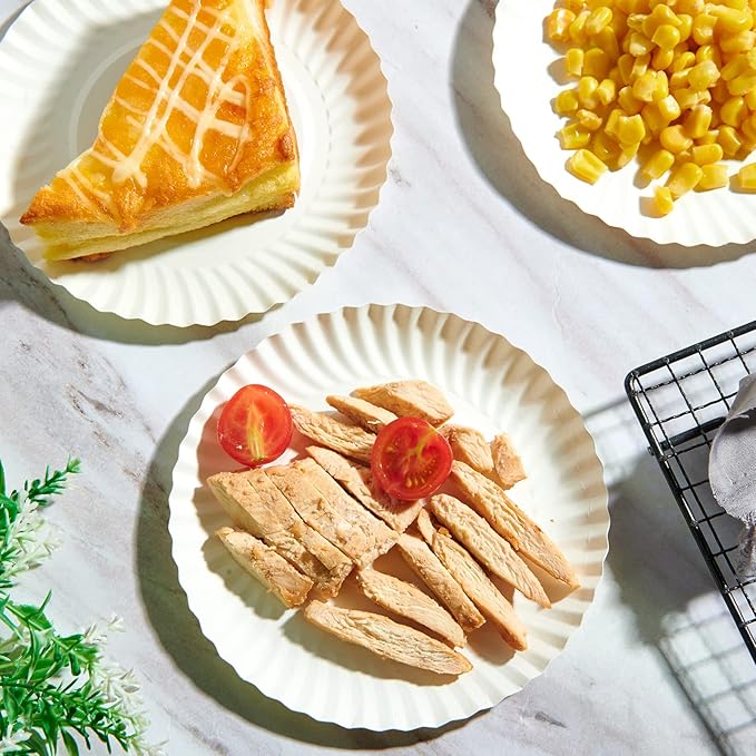 JOLLY PARTY 6 Inch White Paper Plates Uncoated, Everyday Disposable Paper Plates, Light Weight Small Dessert Plates, Round 6" Paper Plate Bulk, 800 Count