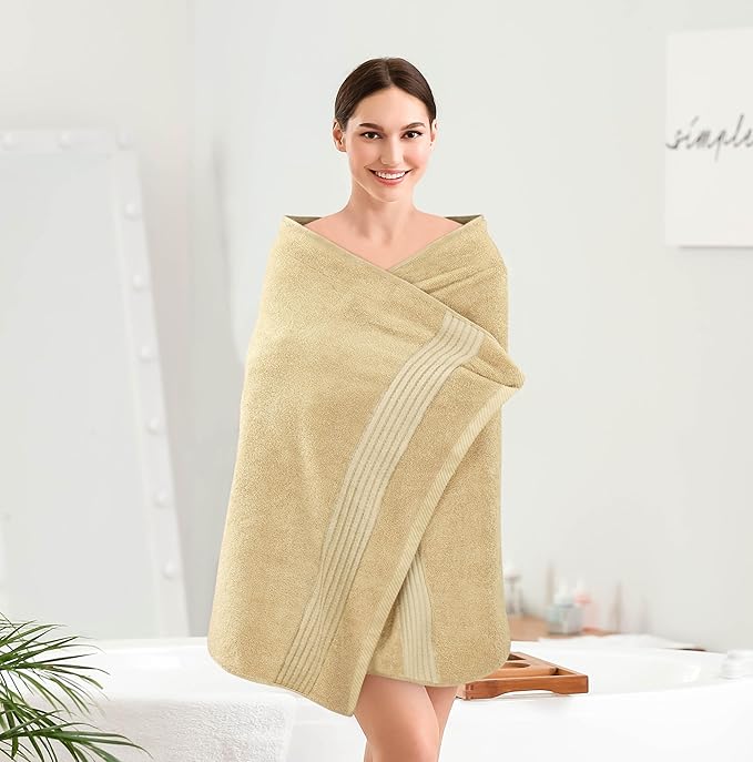 Utopia Towels Luxurious Bath Towels Set, 4 Pack, 27 x 54 Inches – 100% Ring Spun Cotton, Thick, Plush, and Fast-Drying, Designed for Premium Hotels, Spas, and Homes, Beige
