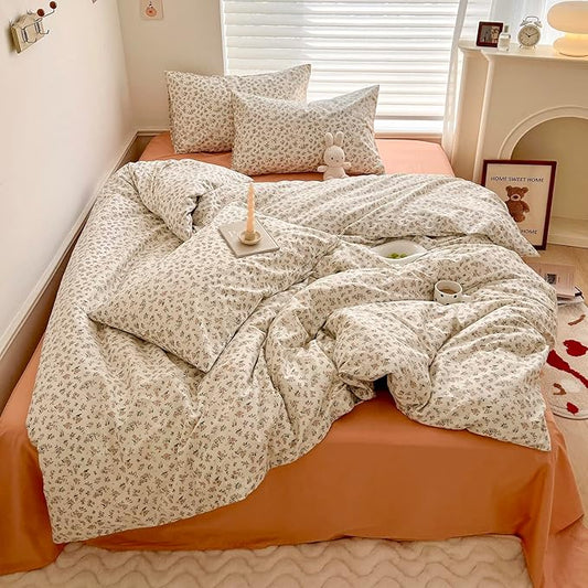 EAVD Twin XL Comforter Set Floral Pattern Girls Soft Microfiber Chic Cute Small Floral Bedding Comforter Set with 2 Pillowcases Fresh Botanical Comforter Set for All-Season