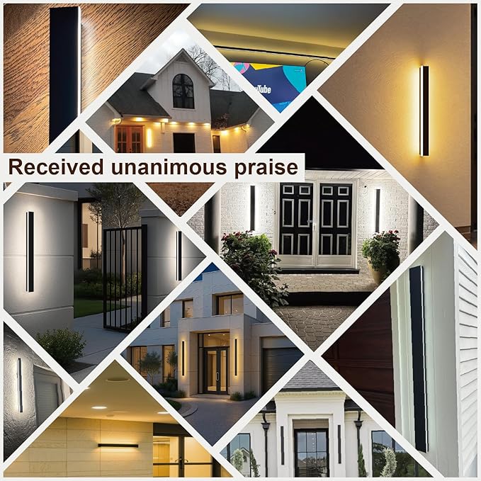 70.87 in Modern Outdoor Wall Lights, 3000K Linear Exterior Wall Light Wall Mount, IP65 Waterproof Long Wall Sconce Light for Front Door, Garage (2 Pack, Black)