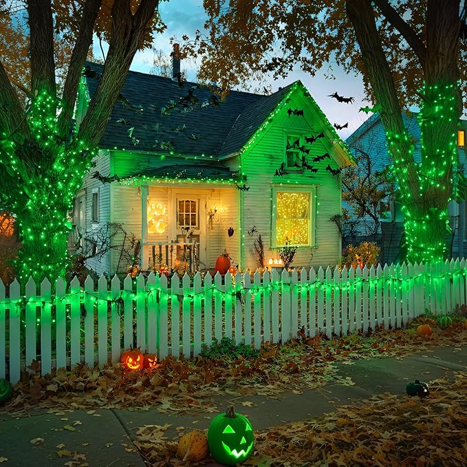 JMEXSUSS 2 Pack Green Christmas Lights, Total 400 LED 151FT Green Solar Lights Outdoor Waterproof, 8 Modes Solar String Light for Outside Patio Yard Tree Christmas Decorations