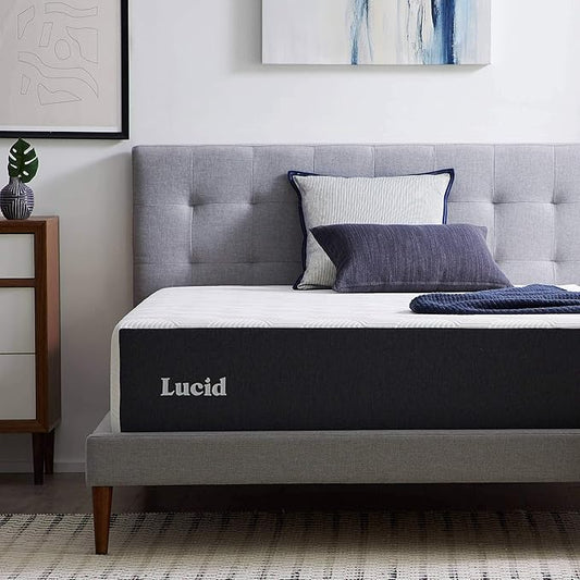 Lucid 14 Inch Memory Foam Mattress - Medium Plush Feel - Infused with Refreshing Bamboo Charcoal and Cooling Gel - Bed in a Box - Temperature Regulating, Pressure Relief - Breathable - California King