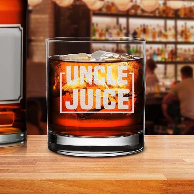 Uncle Juice Whiskey Glass - Great Gift for Uncles - Special Uncle Rock Glass for Birthday Father’s Day Christmas