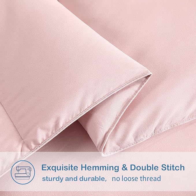 EASELAND California King Down Alternative Comforter - Quilted Duvet Insert for All Seasons, Soft Lightweight with Corner Tabs, Summer Winter Warm Bedding, Pink 96x104 Inches
