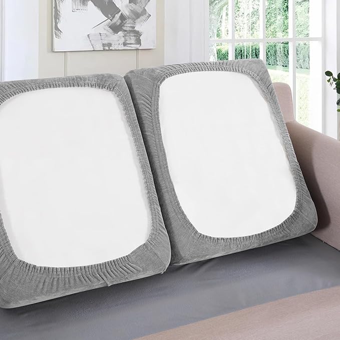 H.VERSAILTEX Stretch Chenille Couch Cover Furniture Protector Seat Cushion Sofa Cover 2 Cushions Non-Slip Couch Covers for Sofa Pets with Elastic Bottom (2 Piece Loveseat Cushion Covers, Dove)
