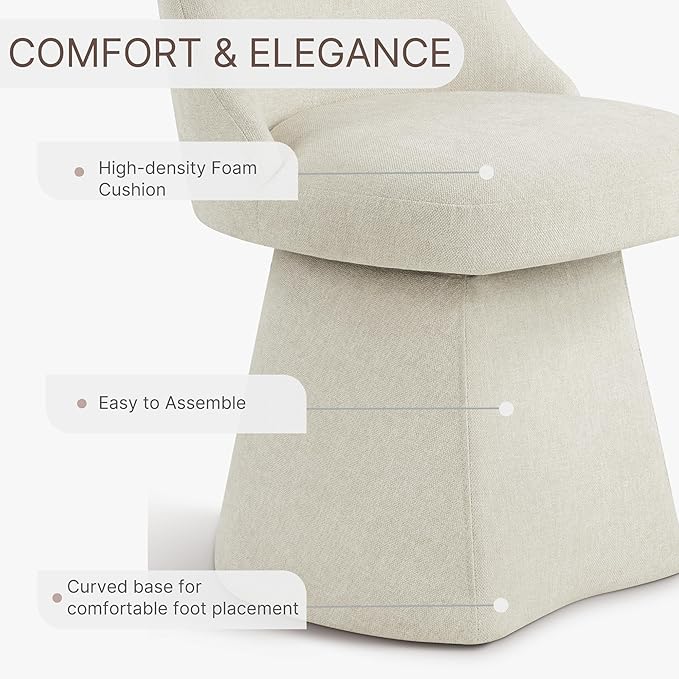 Swivel Dining Chairs Set of 1, Upholstered Mid Century Modern Deskchair with High Back, Linen Fabric Kitchen Chairs for Dining Room, Bedroom, Dressing Room, Linen