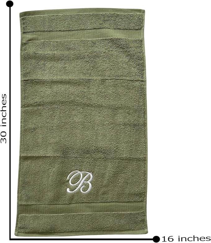 Sage Monogrammed Hand Towels for Bathroom - Luxury Hotel Quality Personalized Initial Embroidered Towel for Powder Room, Spa - GOTS Organic Certified - Set of 2 White Letter J