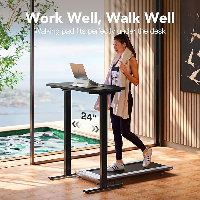 HUANUO Electric Standing Desk, 40 x 24 Inch Height Adjustable Computer Desk with Storage Bag, 4 Height Memory Settings, Sit Stand Up Desk for Home Office, Black