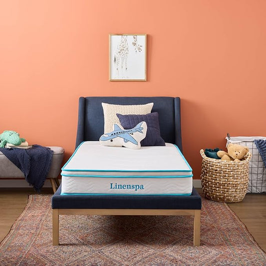 Linenspa 8 Inch Memory Foam Hybrid Mattress - Medium Firm - Bed in a Box - Breathable, Cooling, Supportive Comfort - Twin Size for Guest or Kids Room