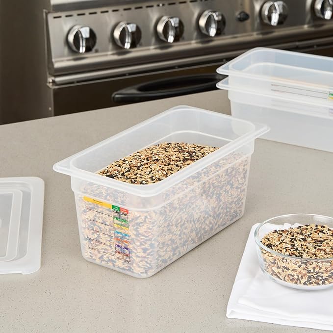 Restaurantware Food Pans Pack of 10 Plastic Rectangle Food Containers 1/3 Size with Traceability Label, Storage Containers Dishwashable Hot Cold Friendly for Restaurants Buffet Commercial Use