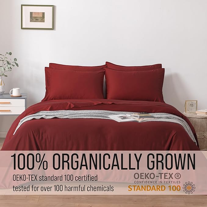 Bella Coterie 6 Piece Luxury Bamboo Viscose King Size Sheet Set | 100% Organically Grown | Cooling for Hot Sleepers | 18" Deep Pocket | Soft & Hypoallergenic | 4 Pillowcases [Merlot]