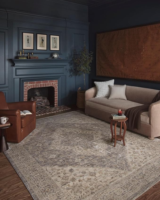Loloi Magnolia Home by Joanna Gaines Junie Collection JUE-05 Denim/Natural 7'-10" x 7'-10", .38" Pile Height, Round Area Rug