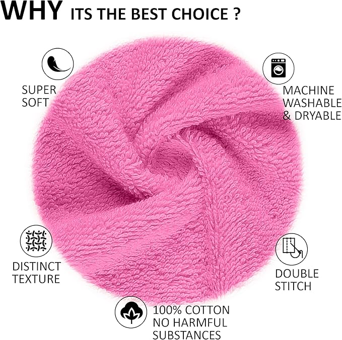 Quick-Dry, Soft & High Absorbent Bath Towels Cotton Turkish Bath Towel Set of 6 | Daily Use 100% Cotton Towels for Bathroom, Gym & More | Bathroom Towels Set (6 Pcs, Pink)