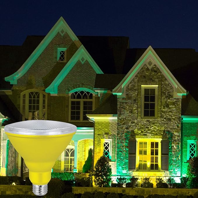 Xtricity LED PAR38 Colored Flood Light Bulb, 7W, (40W Equivalent), Waterproof, Indoor/Outdoor, E26 Medium Base, 120V, RoHs Listed, Yellow (1 Pack)
