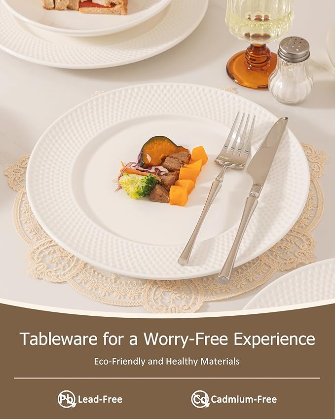 Dinnerware sets plates and bowls sets modern plates,Handmade Reactive Glaze Stoneware Plates and Bowls Sets,Highly Scratch Resistant Dishwasher & Microwave Safe Dishes Set (style - 6, 4 - Set (12pcs))