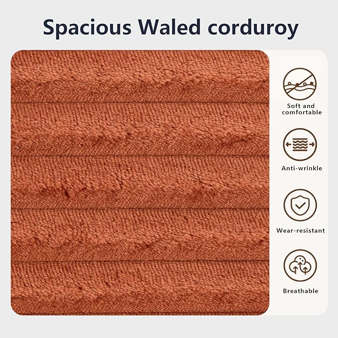 Fefances Loveseat Sofa Bed Boneless Couch, Convertible 2-in-1 Design, Corduroy Fabric - Compact Memory Foam Couch for Small Spaces, Apartments, Home Office & Bedroom（Orange）