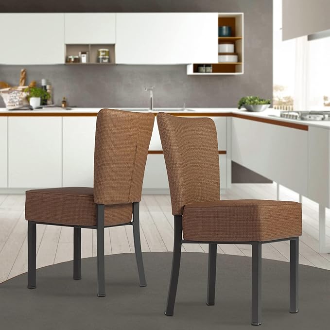 LUCKYERMORE Leather Dining Chairs Set of 2 Modern Kitchen Room Chairs with Upholstered Fully Assembled Heavy Duty Sturdy Mid Century, Vinyl Leather Coffee