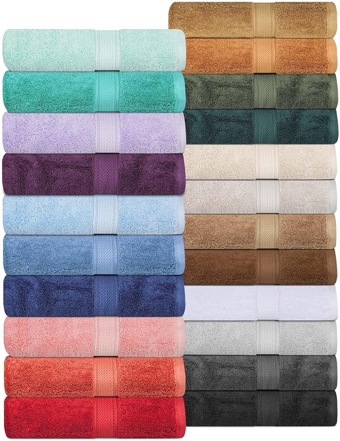 Superior Egyptian Cotton Pile 6 Piece Towel Set, Includes 2 Bath, 2 Hand, 2 Face Towels/Washcloths, Ultra Soft Luxury Towels, Thick Plush Essentials, Guest Bath, Spa, Hotel Bathroom, Denim Blue
