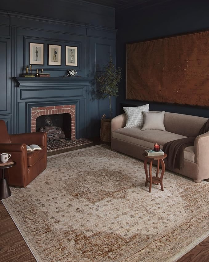 Loloi Magnolia Home by Joanna Gaines Junie Collection JUE-04 Natural/Clay 7'-10" x 7'-10", .38" Pile Height, Round Area Rug