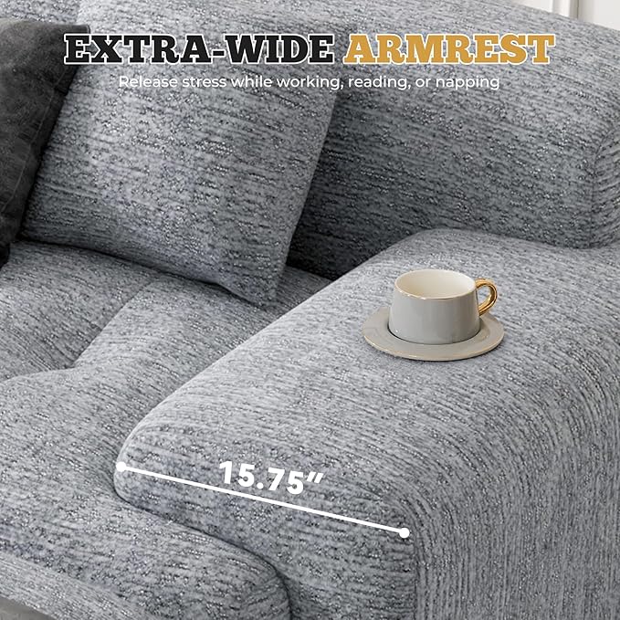 122" Modern Boneless Couches for Living Room, Convertible L Shaped Modular Sectional Sofa,4 Seater Cloud Couch Sofa Set, Light Grey 1 PCS