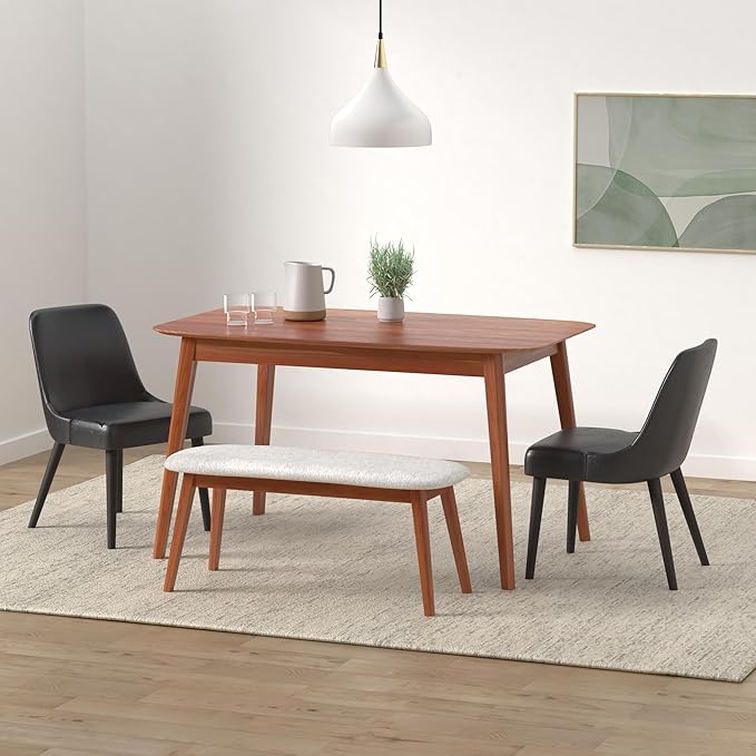 CHITA Mid-Century Modern Dining Chair, Upholstered Fabric Accent Chairs, Set of 2, PU Leather in Black (Dark Gray)