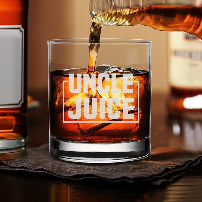 Uncle Juice Whiskey Glass - Great Gift for Uncles - Special Uncle Rock Glass for Birthday Father’s Day Christmas