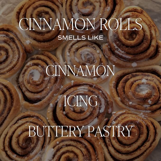 Sweet Water Decor Cinnamon Roll Candle - Fall Scented with Cinnamon, Icing and Buttery Pastry for Home - Soy Candle with 40 Hours Burn Time - 9Oz Gold Lid Clear Jar Autumn Scents