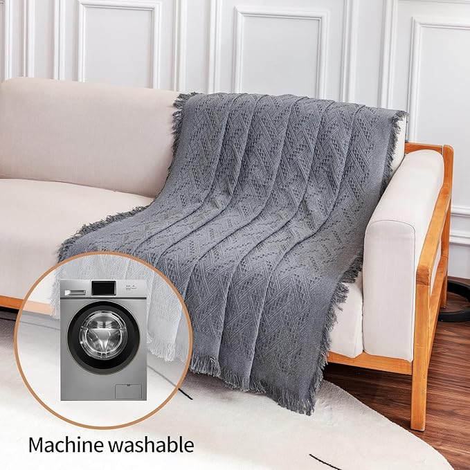 Deep Dream Sectional Covers for 3 Cushion Couch, Sofa Dogs, Geometrical Jacquard Fabric (X-Large, 71" x 118", Dark Grey)