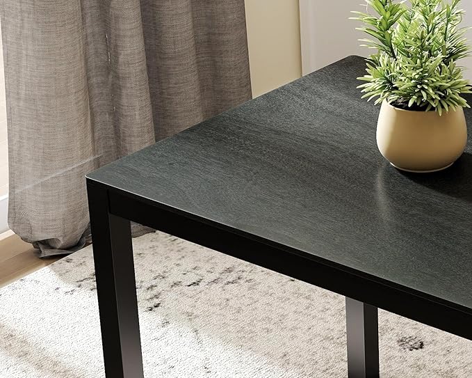 VESCASA Black Wood Dining Table with 4 Black Solid Wood Legs, 47.25" L Dinner Table for Dining Room, Kitchen, Restaurant