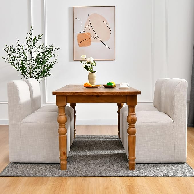 DUHOME Upholstered Dining Chair with Casters Set of 2,Armless Modern Rolling Linen Dining Chairs with Wheels for Dining Room Bedroom Reading Room Living Room