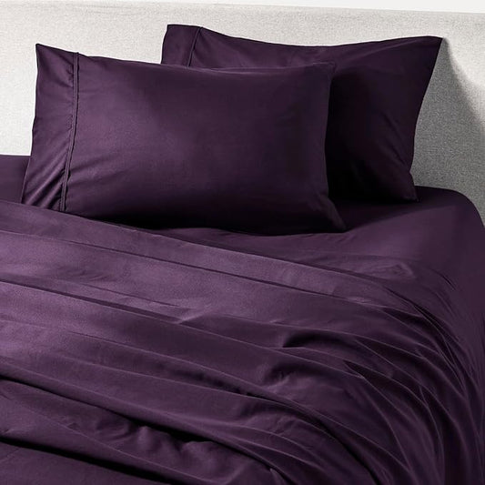 PeachSkinSheets Eggplant Sheet Set - 1500tc Level of Softness - Extra Soft Cooling Sheets for Hot Sleepers and Night Sweats - XL Twin Size