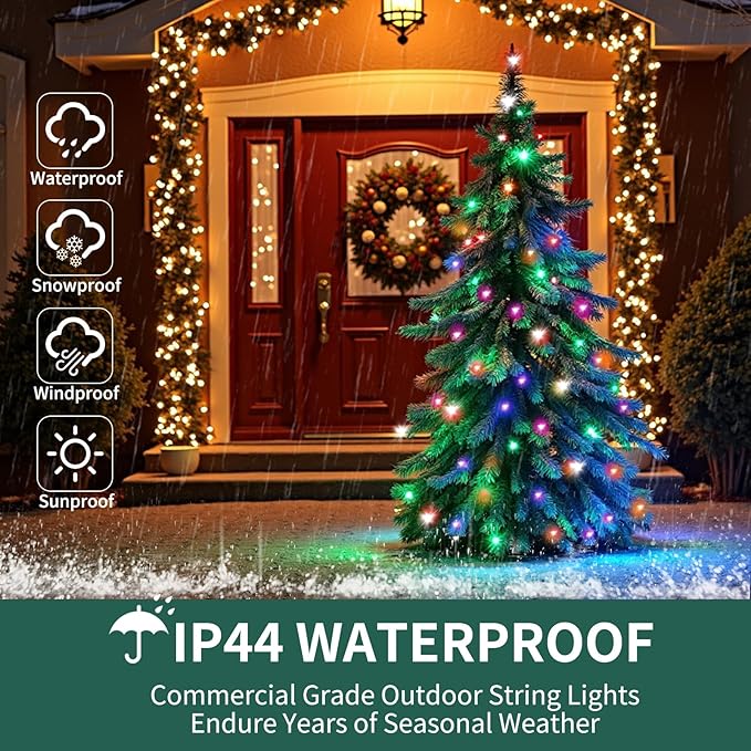 Christmas Lights 100 Count Mini colorful Lights , Christmas Tree String Lights with 8 Modes& Timer,Xmas Tree Lights Waterproof for Patio Garden Party Wedding Holiday Decor ,UL Certified (20feet)