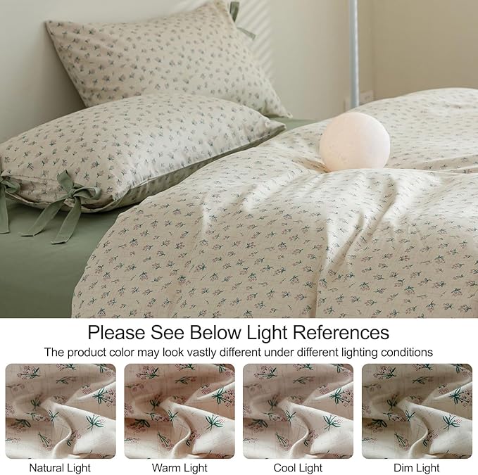 EAVD Garden Style Small Floral Comforter Set Full Fluffy Soft Microfiber Chic Shabby Floral Bedding Set with 2 Pillowcases Reversible Cute Botanical Comforter Set for All-Season