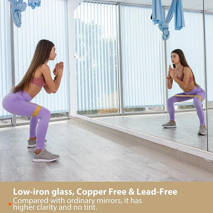 ROOMTEC Home Gym Mirror 72"x48" Frameless Wall Mounted Fitness Mirror, Large Tempered Glass Full Length for Yoga, Dance Studio, Workout Room