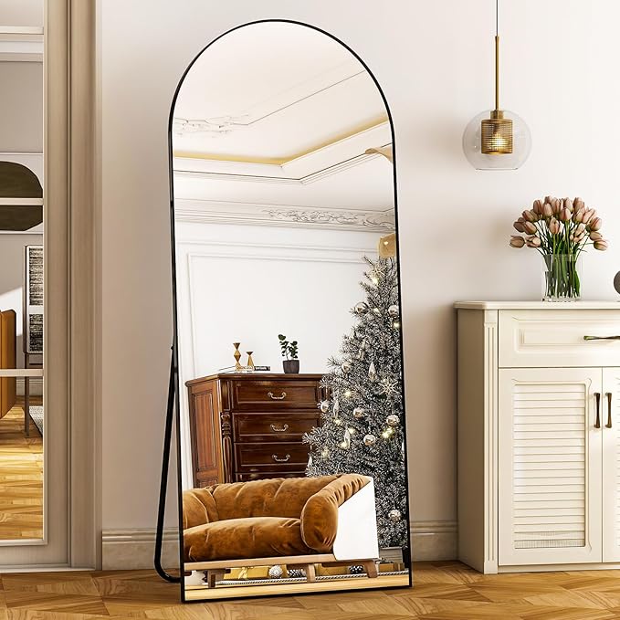 HARRITPURE 28" x 71" Full Length Mirror - Aluminum Alloy Frame Full Body Mirror - Black Extra Large Floor Mirrors for Bedroom, Living Room, Bathroom