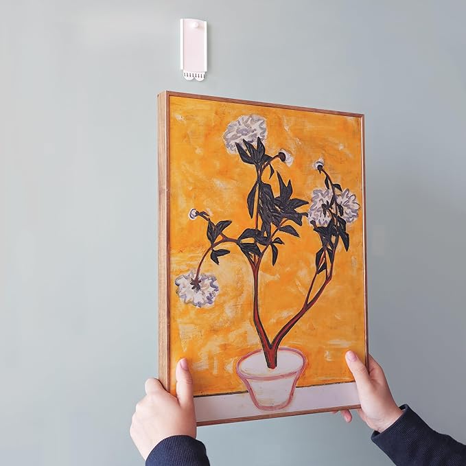 Large Universal Frame Hanger, 8 Picture Hangers, 12 Large Removable Adhesive Strips, Damage Free Picture Hanging Hooks Heavy Duty, No Nails Picture Hooks