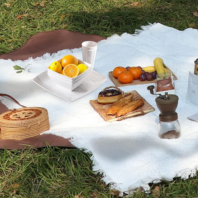Melamine Dinnerware Set 16Pcs Wood-looking - Dish Dishware Square Mugs Tumbler Wood Grain Woodland Plastic Outdoor Plates Bowls Durable Service for 4