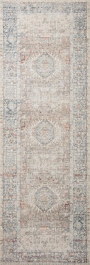 Loloi Chris Loves Julia Jules Collection JUL-07 Natural/Ocean 2'-6'' x 12'-0'', .13" Pile Height, Runner Rug