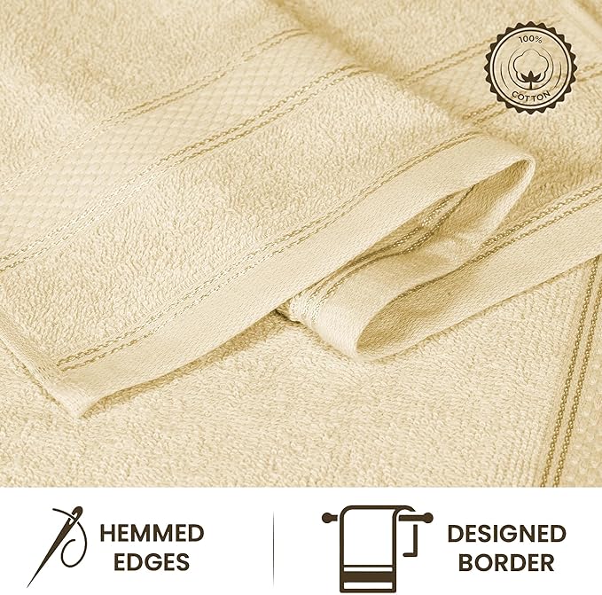 Casa Lino Face Towels & Body Wash Cloths for Showering - 100% Cotton Wash Cloths for Bathroom - Highly Absorbent & Quick Drying Washcloth Set - Cotton Washcloths 24 Pack (12" x 12") - (Linen Brown)