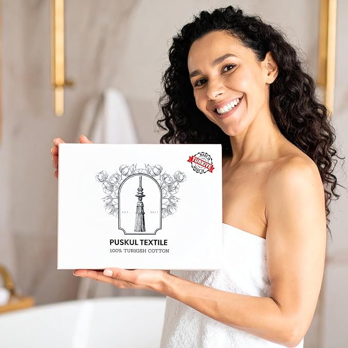 Püskül - Luxury Waffle Towel Set for Bathroom 4 Pieces Natural Raw, Premium Quality Organic 100% Turkish Cotton 2 Hand and 2 Bath Towels, Quick Dry Thin Waffle Towels, Made in Turkiye (Natural Beige)