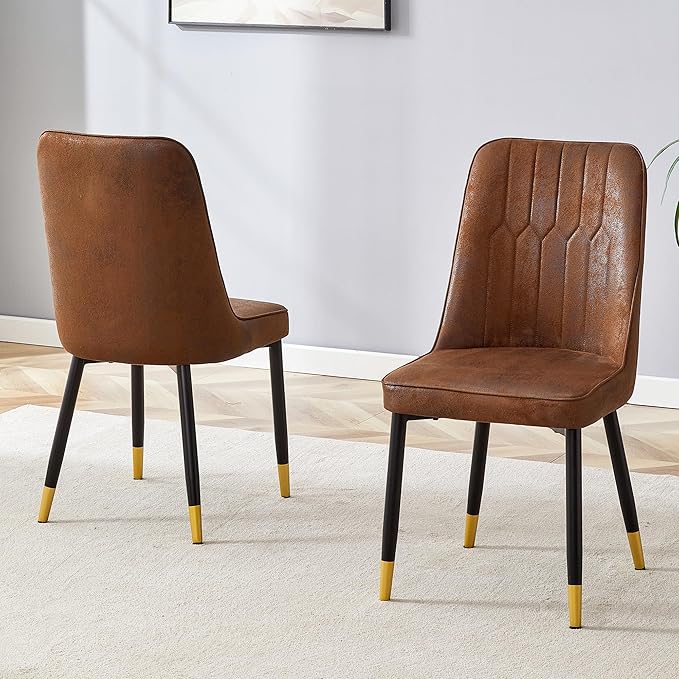 Dining Chairs Set of 6，Modern Dining Chairs, Equipped with Suede Nap Backrest Cushions and Metal Legs, Suitable for Restaurants, Kitchens, and Dining Room Chairs