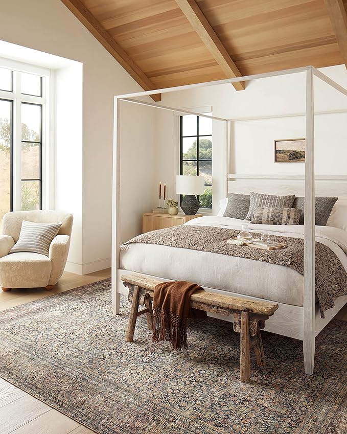 Loloi Amber Lewis Morgan Collection MOG-03 Denim/Multi 2'-0" x 5'-0" 38" Thick Accent Rug feat. CloudPile, Neutral, Room Décor, Vintage Inspired, Livingroom, Bedroom, Dining Area