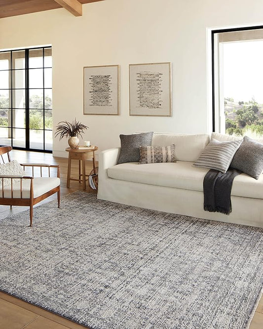 Loloi Amber Lewis Alie Collection ALE-03 Charcoal/Dove 7'-10'' x 7'-10'', .13'' Pile Height, Round Area Rug