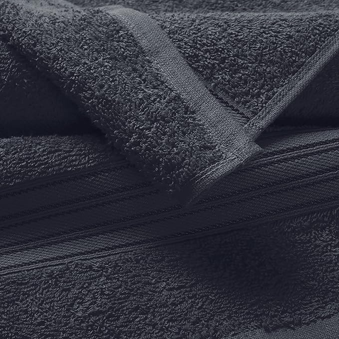 BOUTIQUO 6 Pack Cotton Towel Set, Contains 2 Bath Towels 28x55 inch, 2 Hand Towels 16x24 inch & 2 Wash Coths 12x12 inch, Ideal Everyday use, Ultra Soft Compact & Lightweight - Charcoal Grey