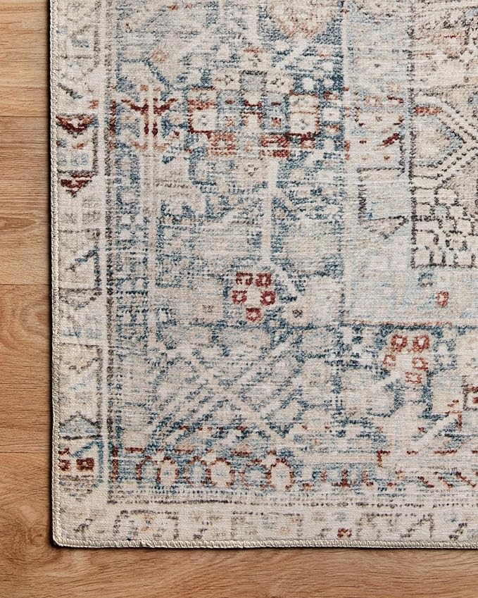 Loloi Chris Loves Julia Jules Collection JUL-07 Natural/Ocean 2'-0'' x 5'-0'', .13" Pile Height, Accent Rug